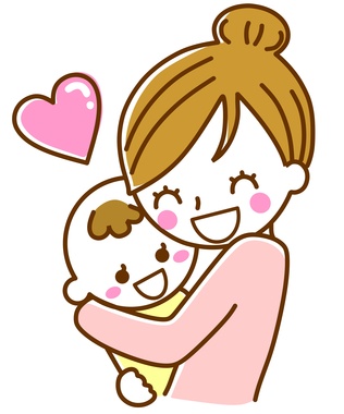 赤ちゃんを抱くお母さんの画像